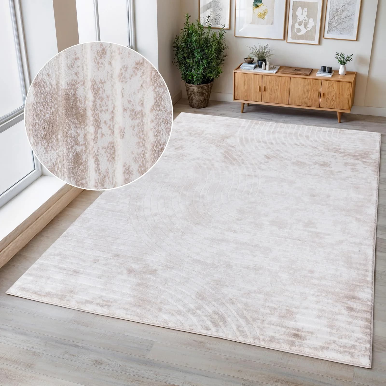 Teppich OTTO HOME Luvu Beige Boho Hoch-Tief-Struktur