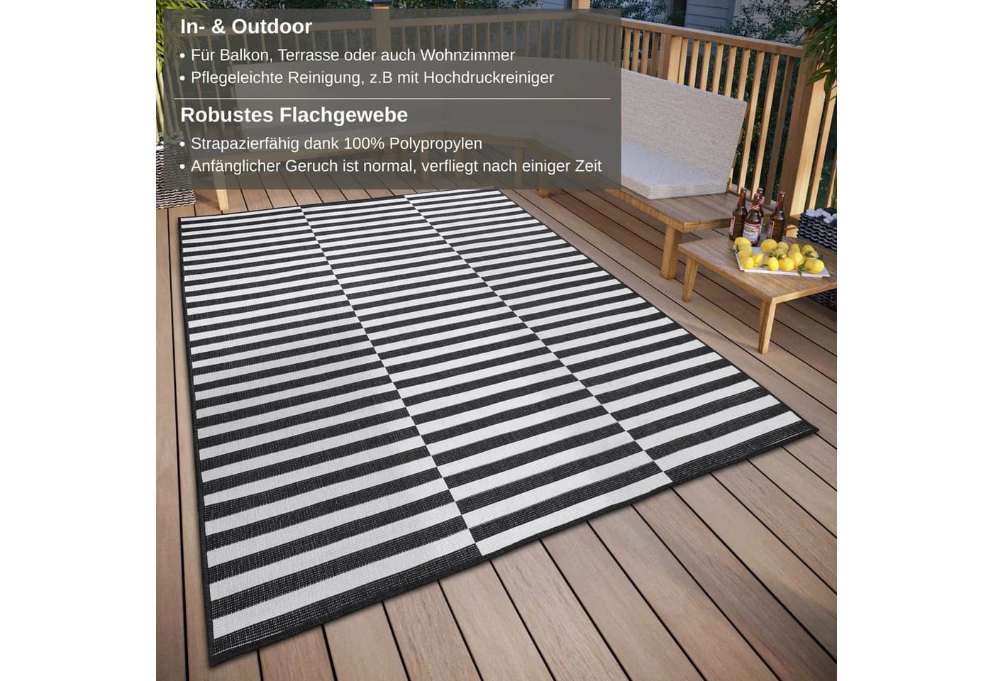 OTTO HOME Viela In-Outdoor Teppich Schwarz-Weiß Wendeteppich - Bild 3