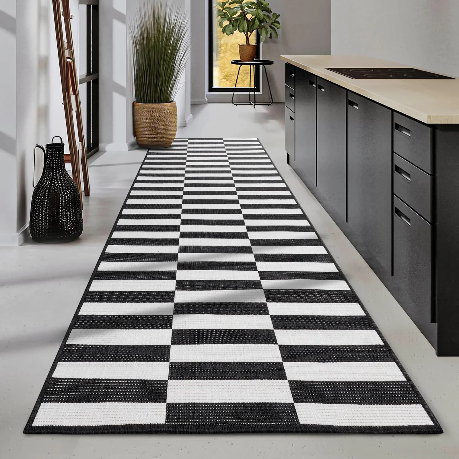 OTTO HOME Viela Outdoor Wendeteppich Schwarz-Weiß Polypropylen