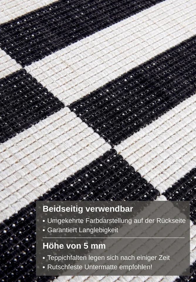 OTTO HOME Viela Outdoor Wendeteppich Schwarz-Weiß Flachgewebe - Bild 4