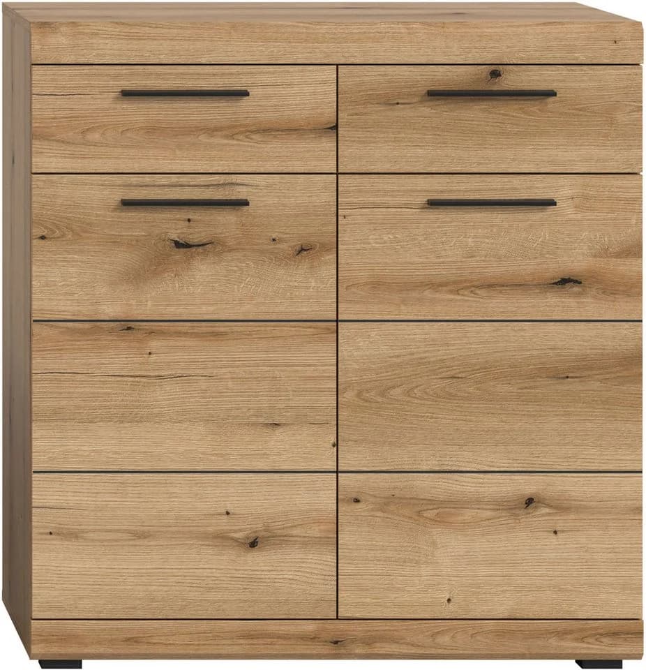HOME AFFAIRE SIENA Schuhschrank 90cm Weiß Hochglanz Eiche - Bild 3