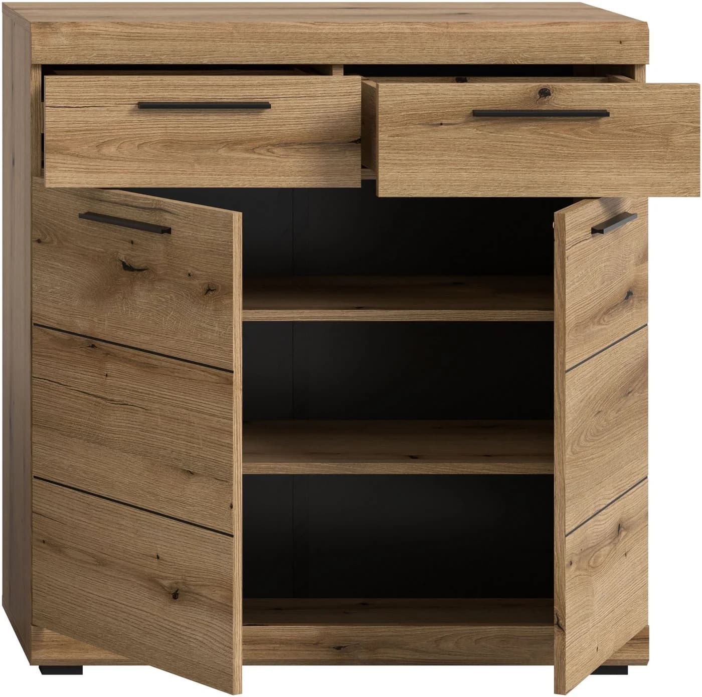 HOME AFFAIRE SIENA Schuhschrank 90cm Weiß Hochglanz Eiche - Bild 4