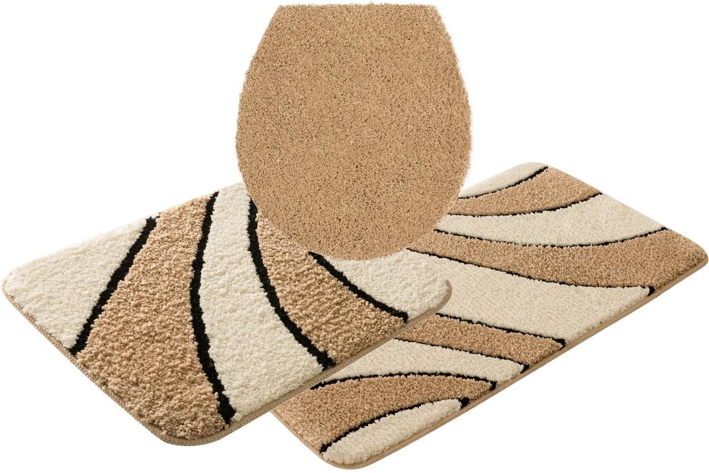 my home Badematte Anna Badvorleger Wellen-Motiv Sand/Natur