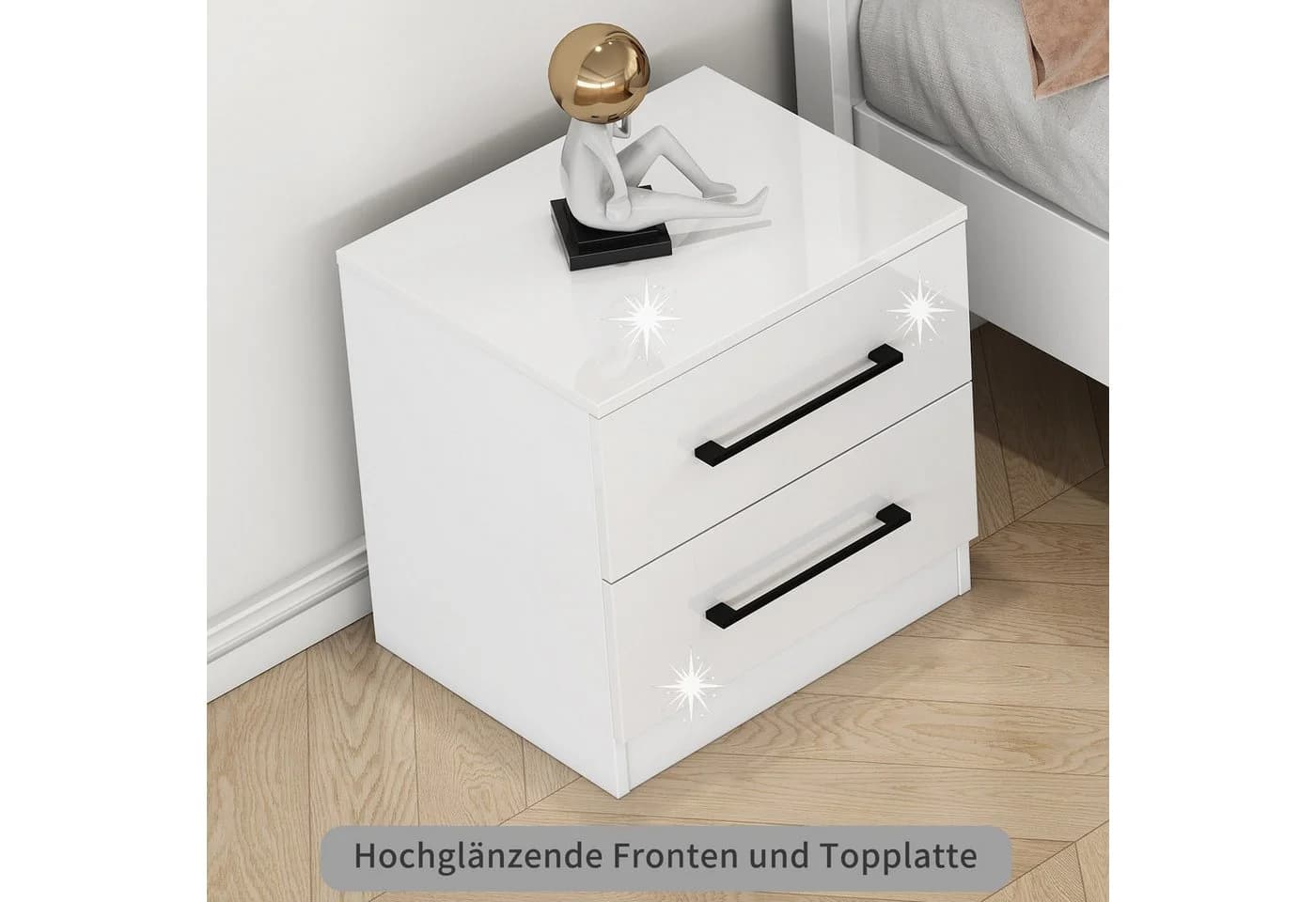 OTTO HOME Nachtkommode Sylt Bestseller, 2 Schubladen, Weiß, Hochglanz