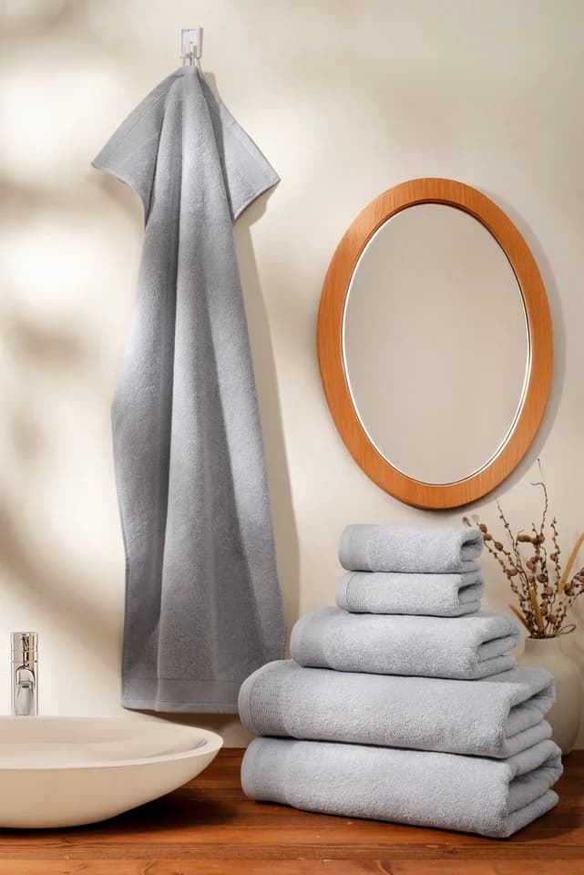 OTTO HOME Handtuch Set Fenya 6-tlg. Hellgrau 100% Baumwolle Premium