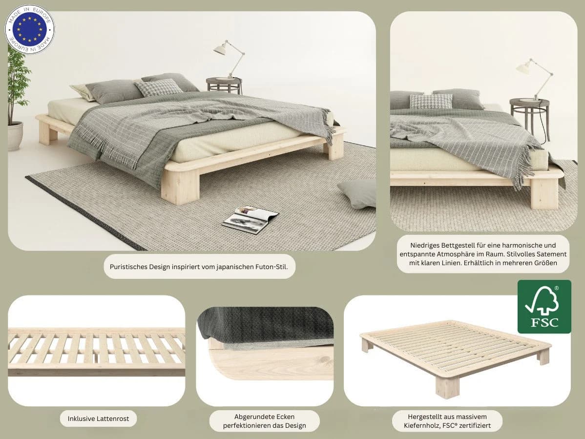 OTTO home Futonbett Peregrin Massivholzbett Kiefer - Bild 4