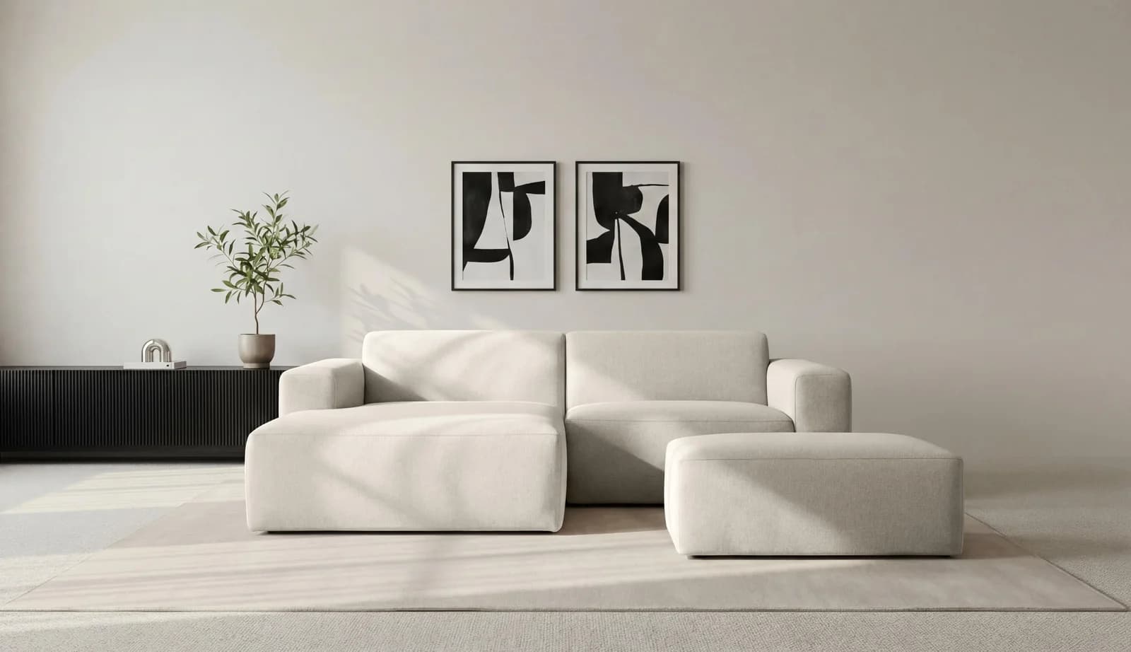 Ecksofa INOSIGN Koa Weiß L-Form mit Hocker
