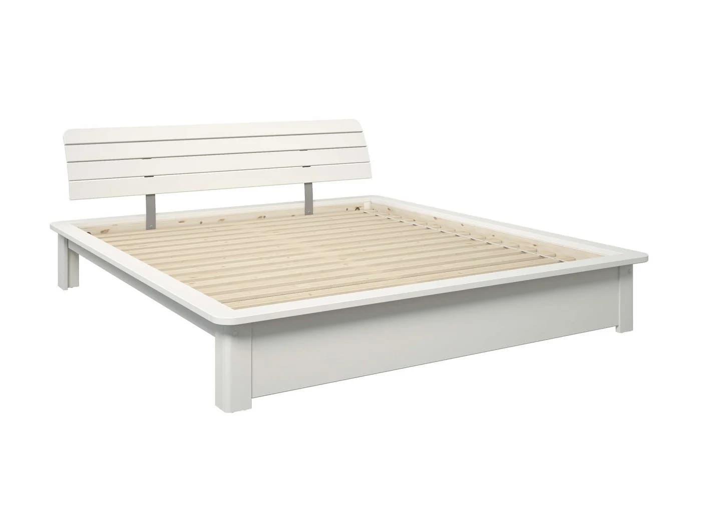 Massivholzbett Antri Futonbett Ergonomisch Geformtes Kopfteil Weiß - Bild 5