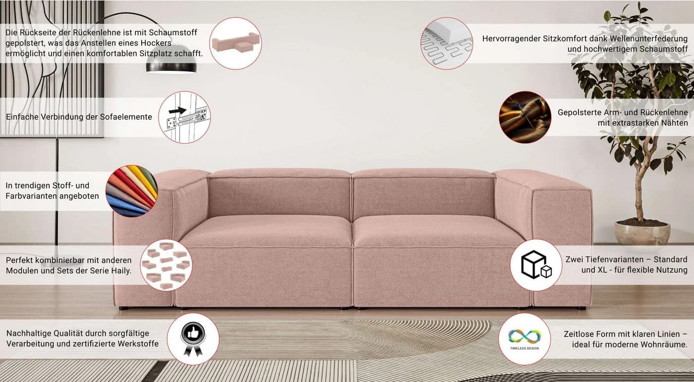 Big-Sofa OTTO HOME XL HAILY Modularsofa extra tief, 100% Polyester, 260x130x72 cm - Bild 3