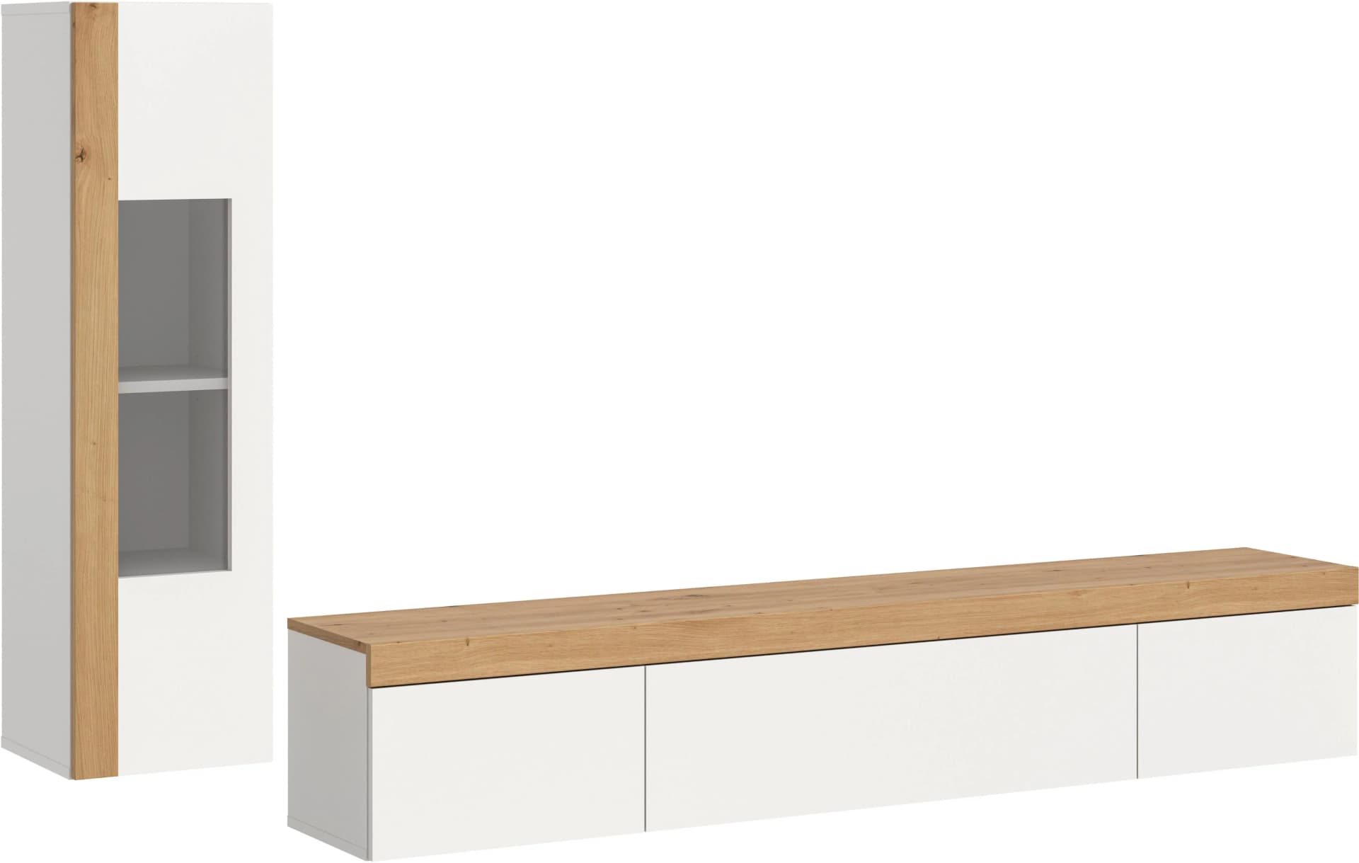Wohnwand INOSIGN Svala Vitrine Lowboard Weiß