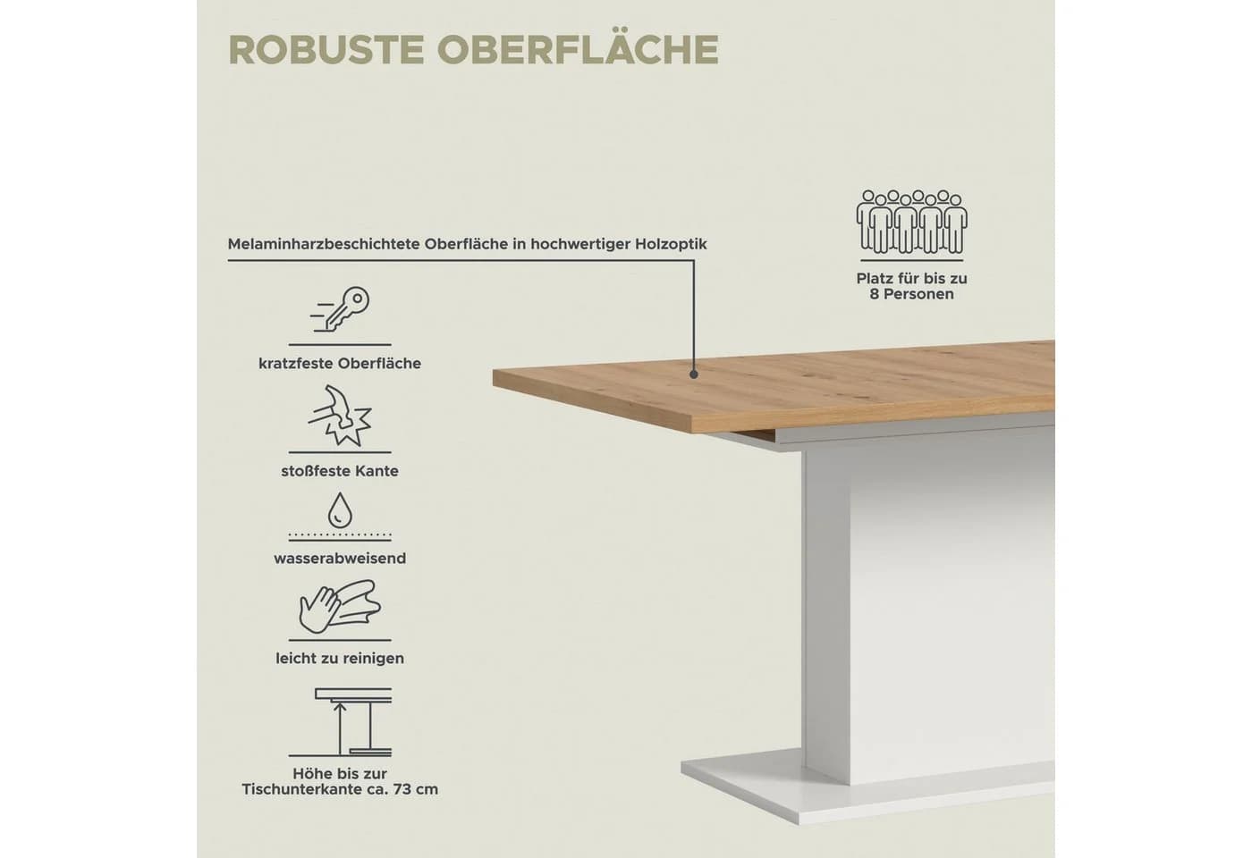 HOME AFFAIRE Esstisch Motus Ausziehbar Weiß Artisan Oak - Bild 4