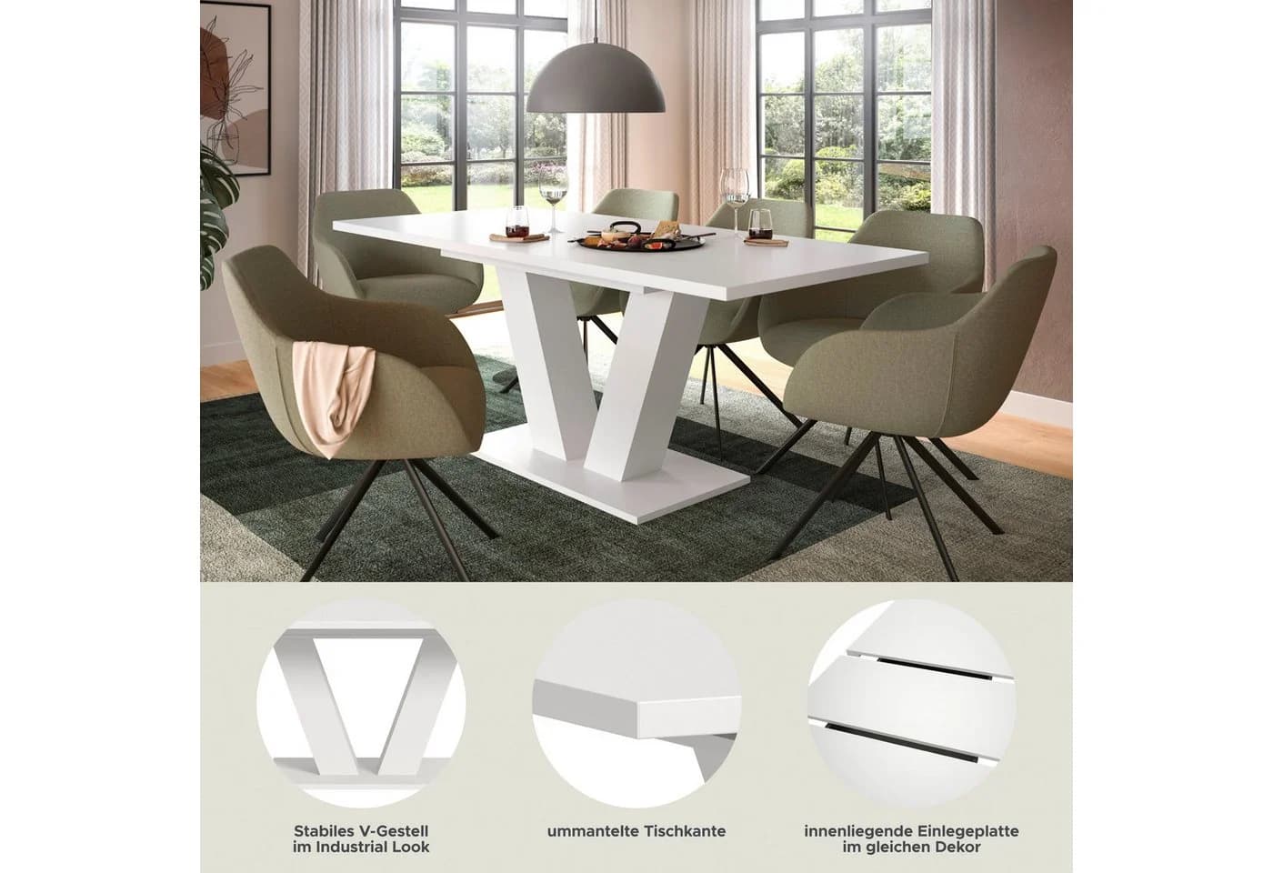 HOME AFFAIRE Esstisch Motus Weiß Ausziehbar 150-190 cm - Bild 3