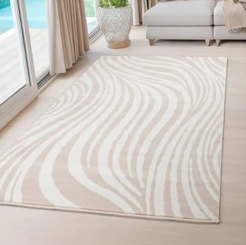 Teppich OTTO HOME Liaa in Wellen Design, softer Kurzflor, beige, Kunstfaser