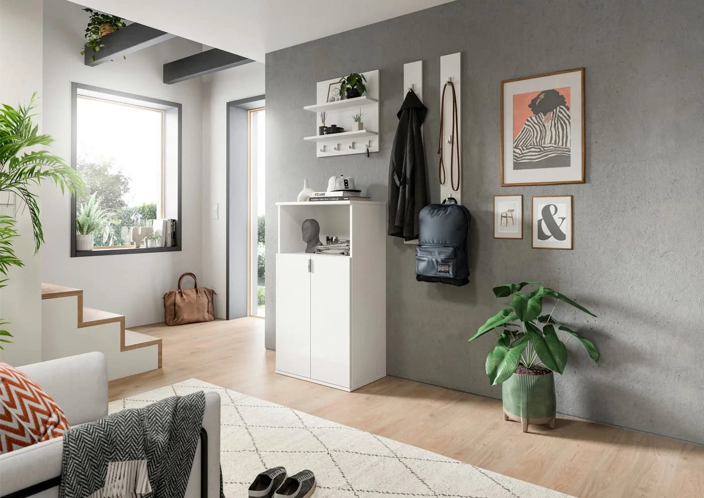 HOME AFFAIRE Trondheim Garderobenpaneel Weiß Hochglanz - Bild 4