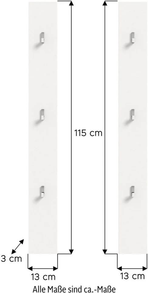 HOME AFFAIRE Garderobenpaneel Trondheim 2er Set Weiß 6 Haken - Bild 3