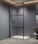 Walk-in-Dusche WELLTIME Walk-In Foggy Black Milchglaseinsatz Bild 1