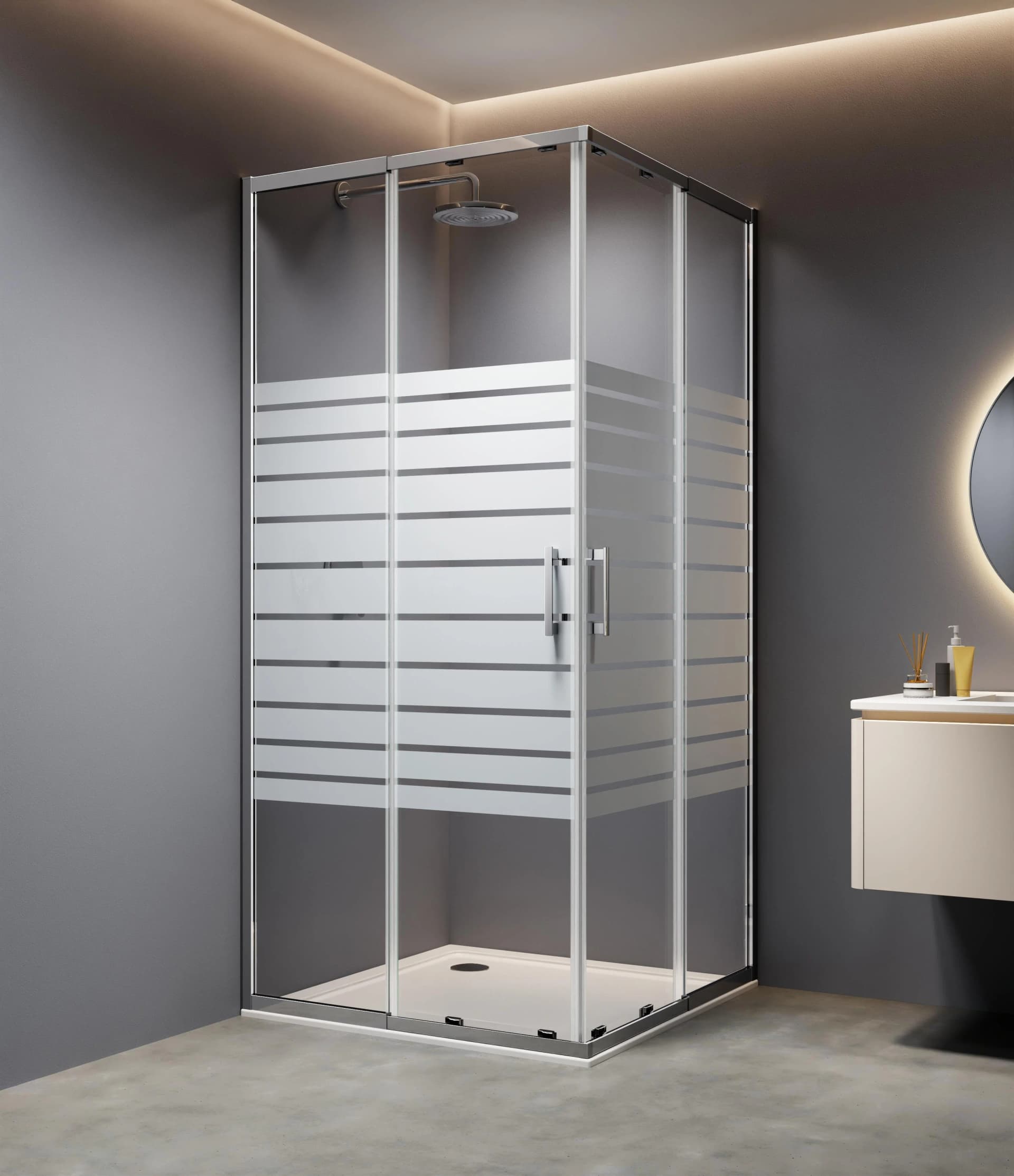 Eckdusche WELLTIME Trento Slimline Chrom