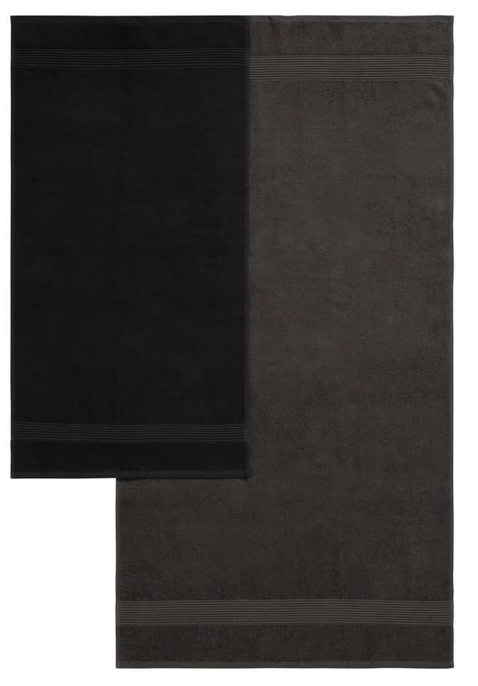 Handtuch Set MY HOME Anna 2 Duschtücher 70x140 4 Handtücher 50x100 Anthrazit Schwarz Walkfrottee - Bild 3