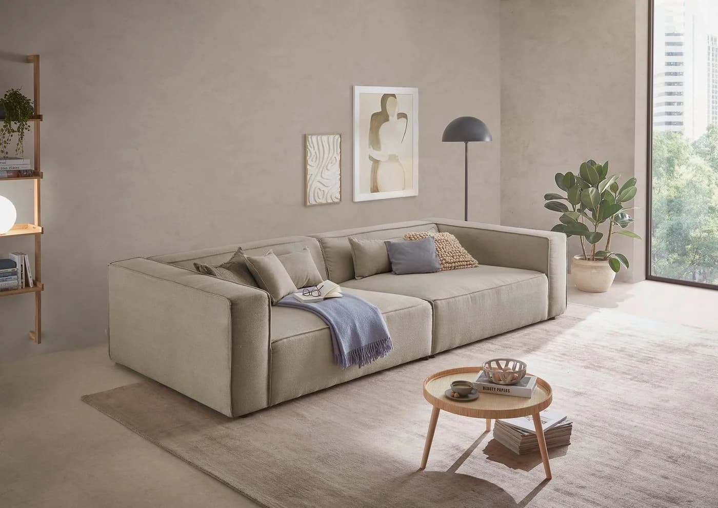LeGer Home PIARA XXL 3-Sitzer Sofa Cord-Optik Greige - Bild 2