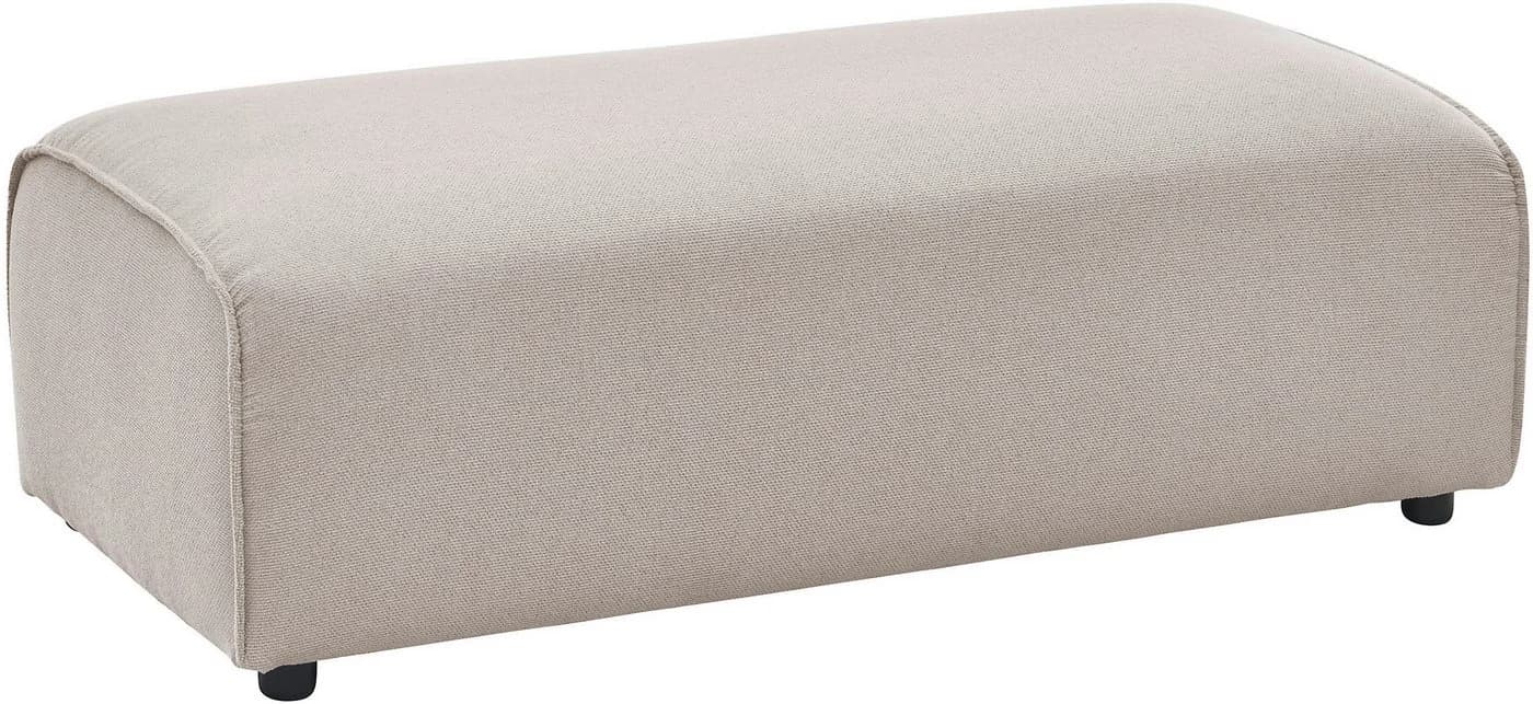 LeGer Home PIARA Polsterhocker Beige mit Kedernaht