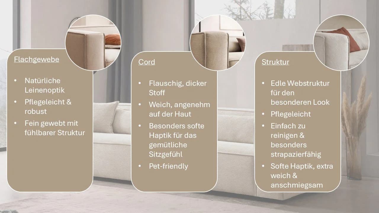 LeGer Home PIARA 3-Sitzer Sofa Greige Strukturstoff - Bild 3