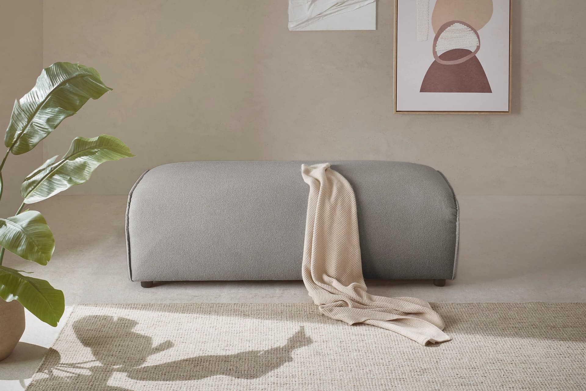 LeGer Home PIARA Polsterhocker Anthrazit Strukturstoff
