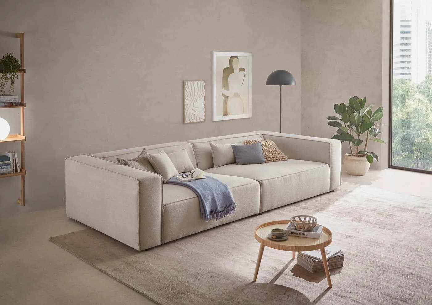 LeGer Home PIARA XXL 3-Sitzer Sofa Beige Polyester - Bild 2