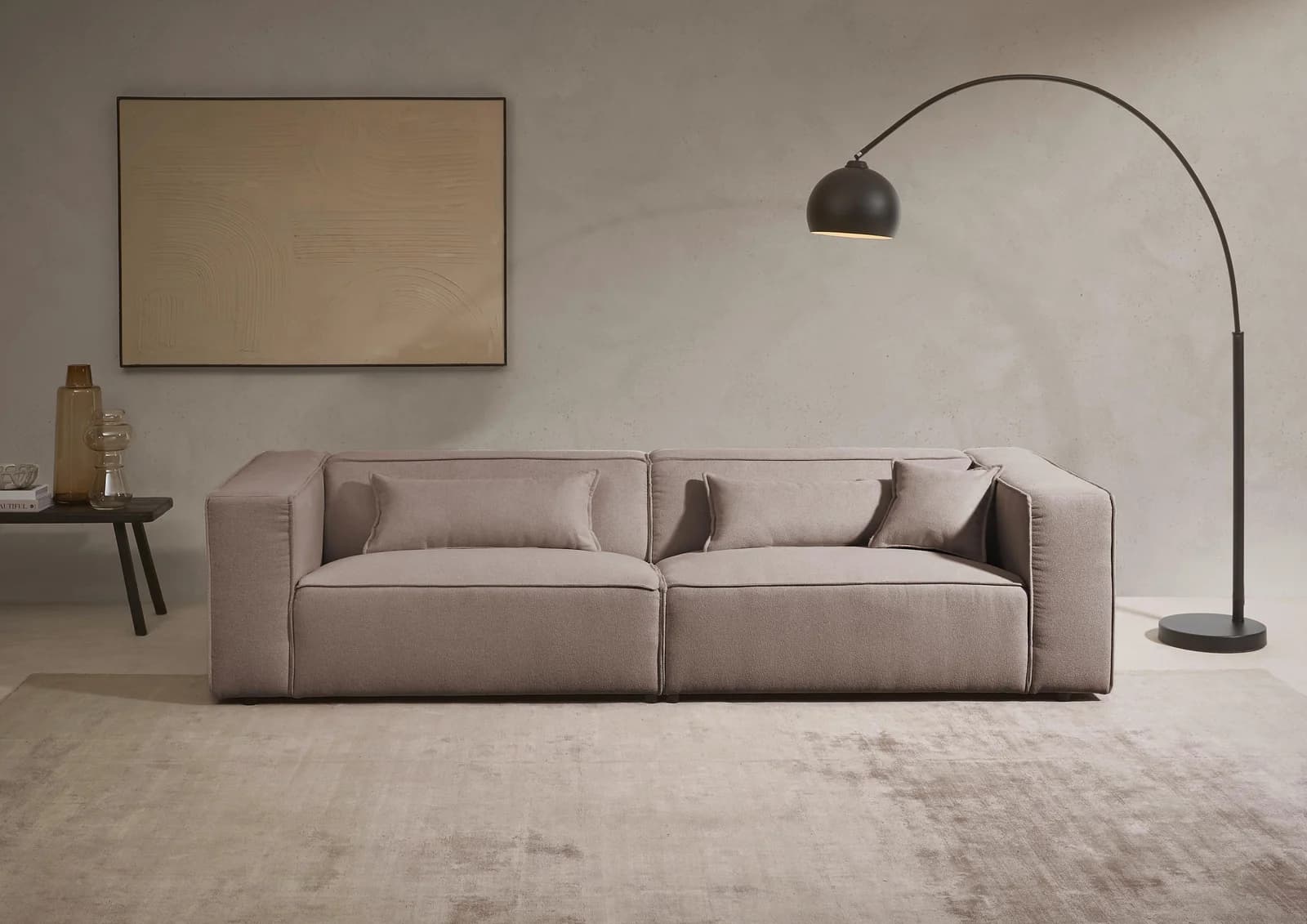LeGer Home PIARA 3-Sitzer Sofa Strukturstoff Braun