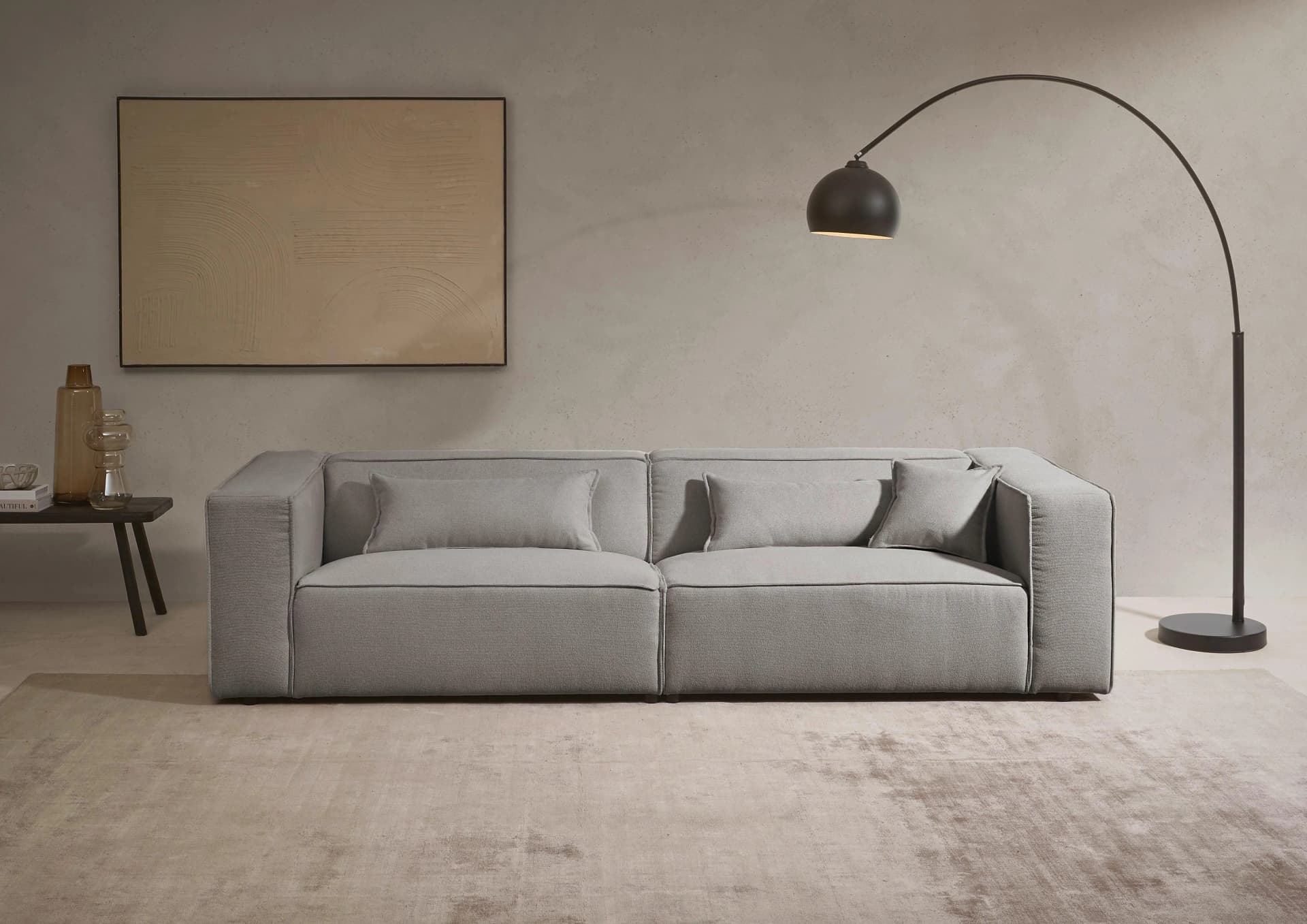 LeGer Home PIARA 3-Sitzer Sofa Anthrazit Strukturstoff