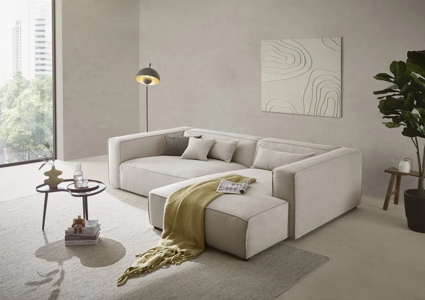 LeGer Home Ecksofa PIARA XXL L-Form Beige Polyester - Bild 2