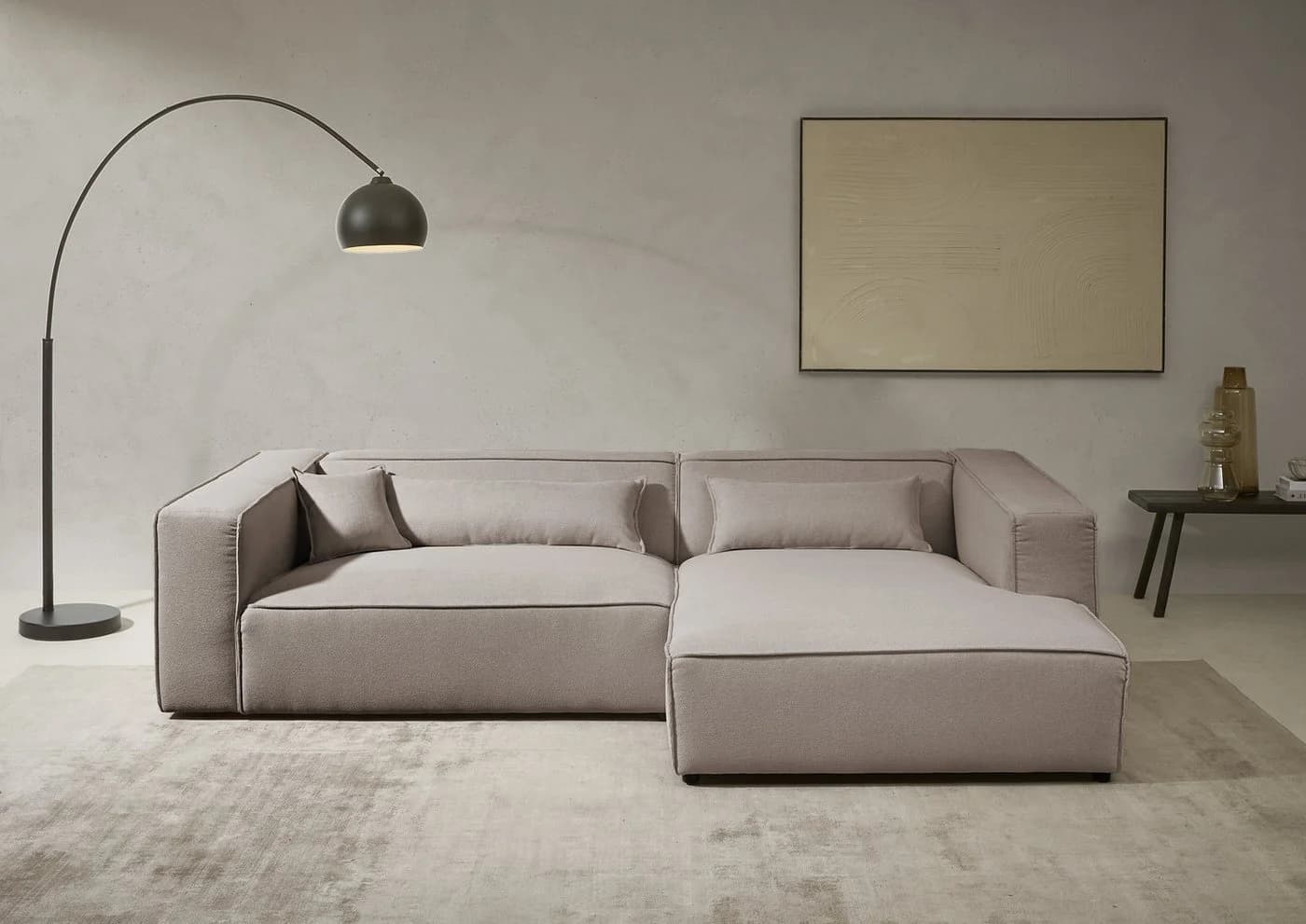 LeGer Home Ecksofa PIARA XXL L-Form hellbraun mit Ottomane - Bild 2