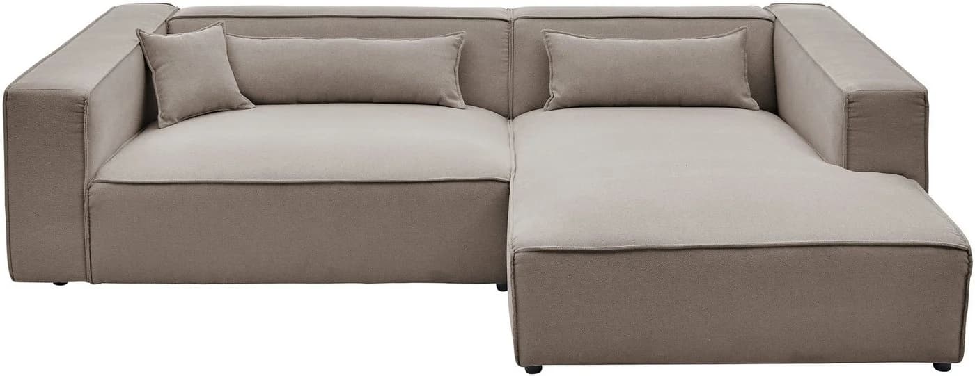 LeGer Home Ecksofa PIARA XXL L-Form hellbraun mit Ottomane - Bild 5