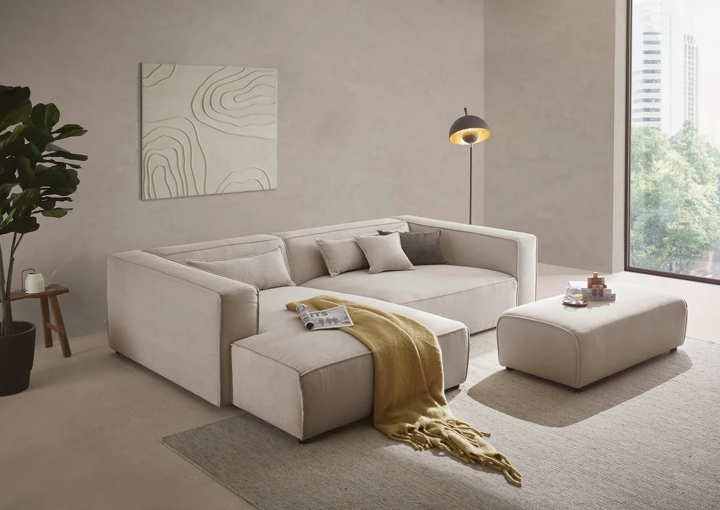 LeGer Home Ecksofa PIARA XXL L-Form mit Schlaffunktion Beige - Bild 2