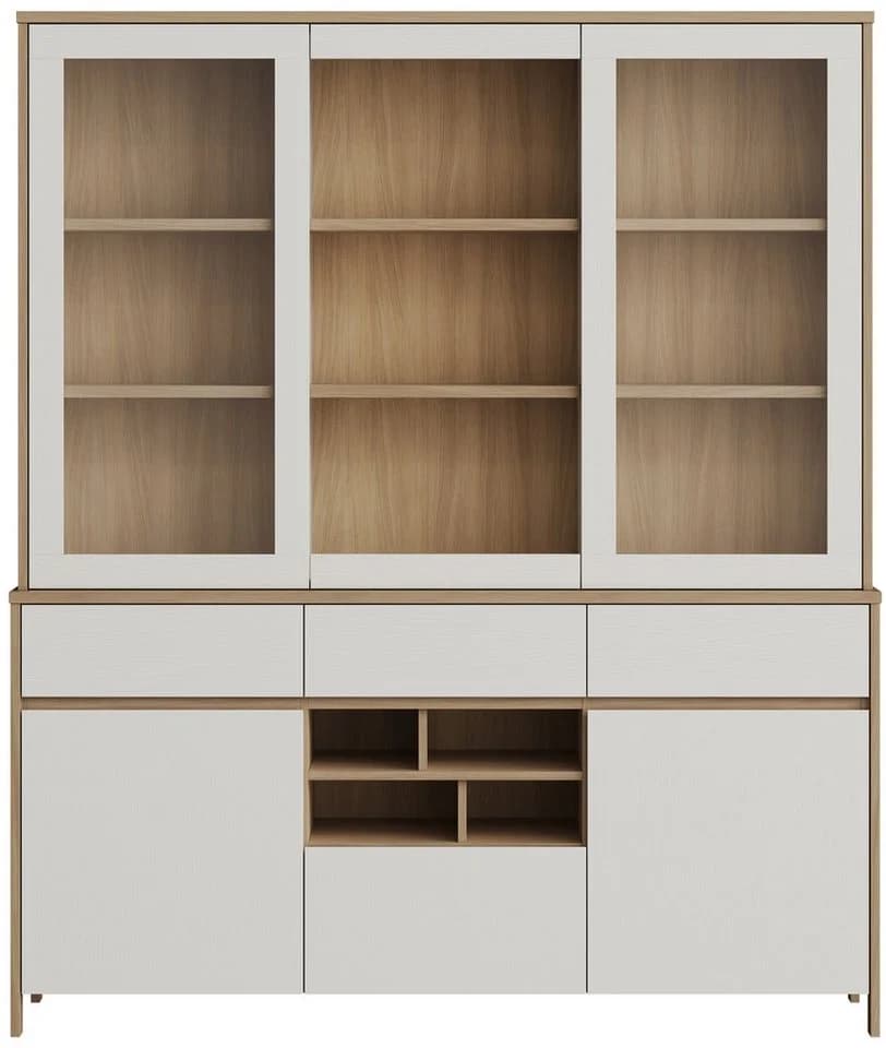 Buffet HOME AFFAIRE Stranda Hochschrank Weiß Skandi Eiche Modern - Bild 3