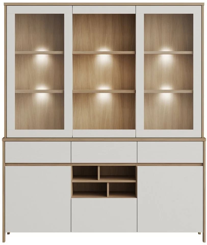 Buffet HOME AFFAIRE Stranda Hochschrank Weiß Skandi Eiche Modern - Bild 5