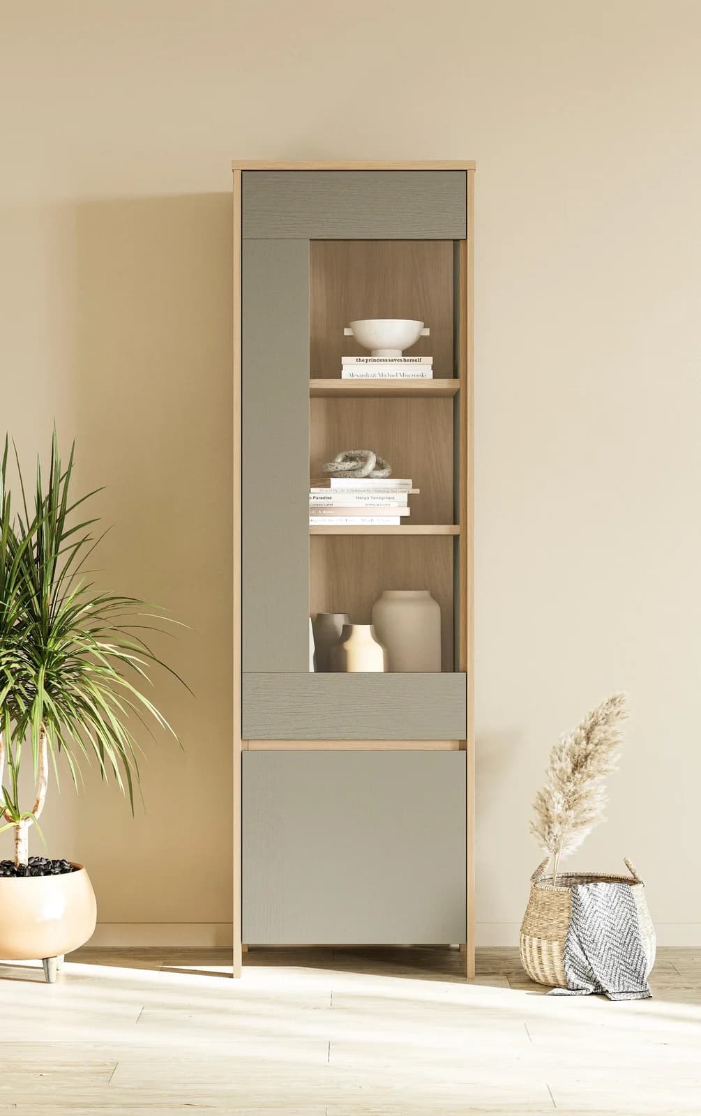 HOME AFFAIRE Vitrine Stranda Hochschrank Scandi-Style Glasvitrine