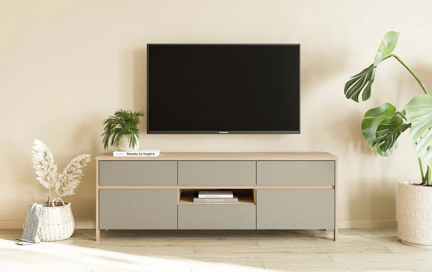 TV-Schrank im Scandi-Style aus Holzwerkstoff - Bild 2