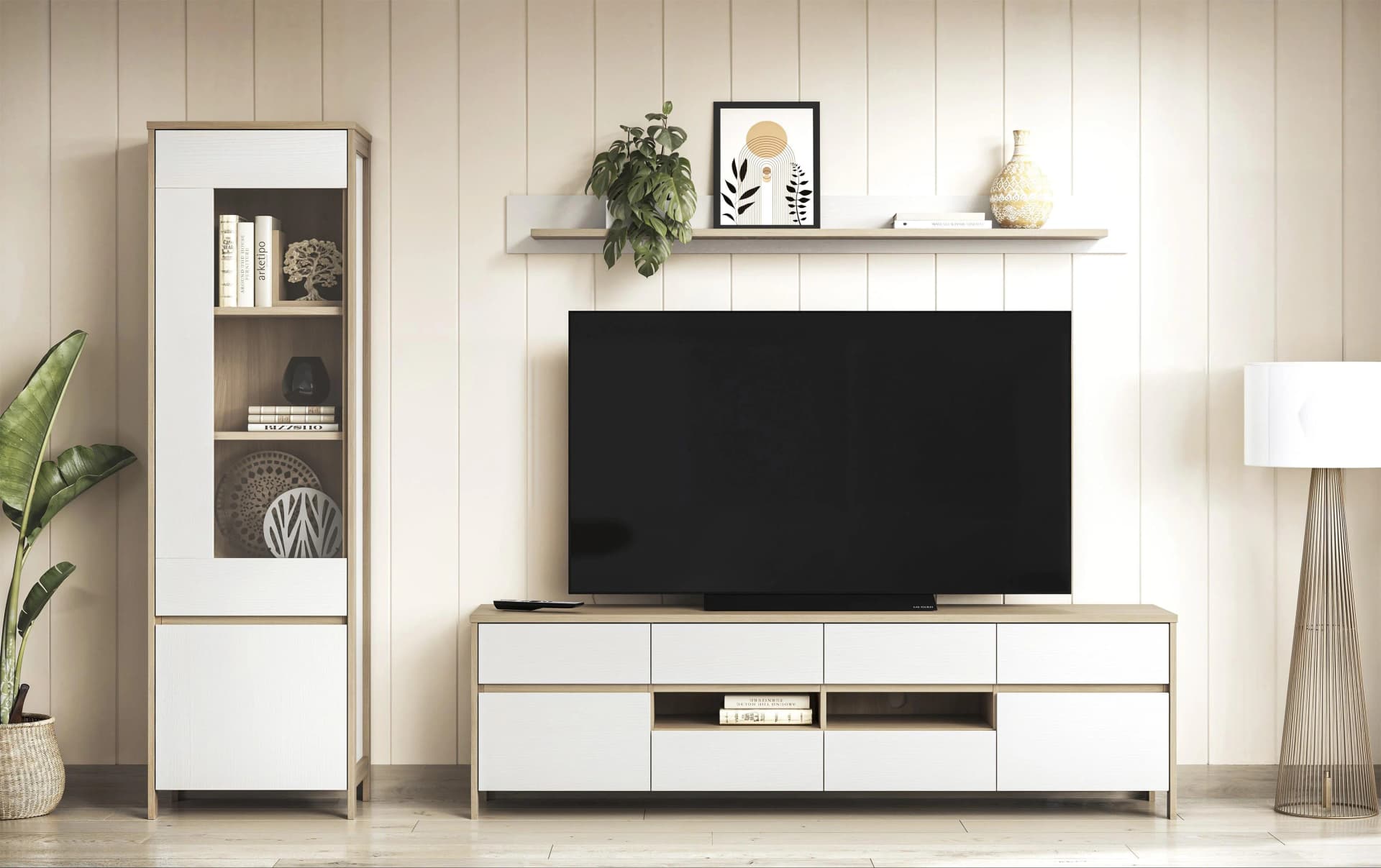 Home affaire Wohnwand Stranda, moderne Anbauwand, Komplettset im Scandi-Style, 270 cm breit