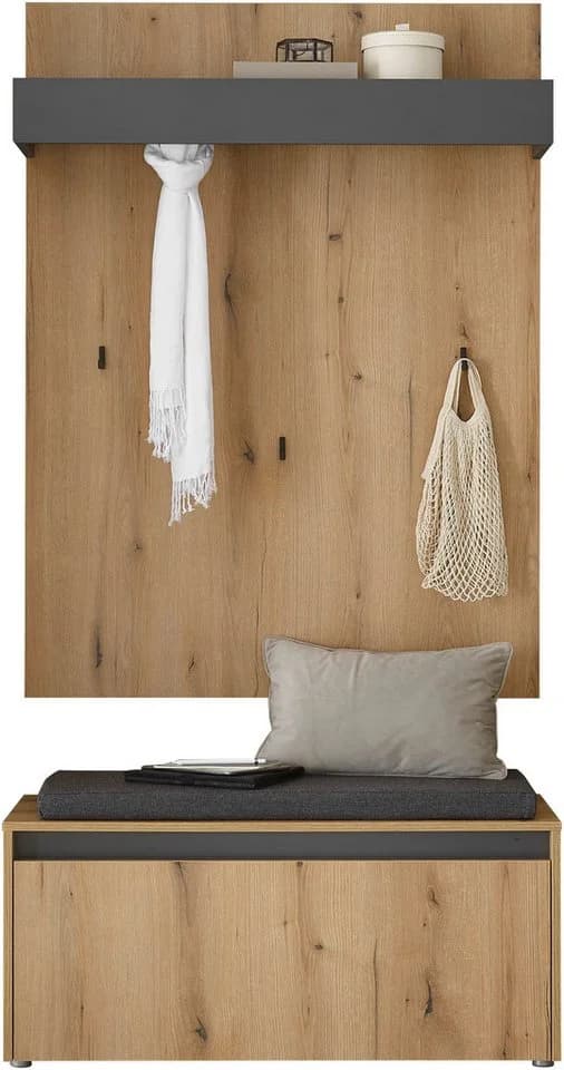 Home affaire Garderoben-Set GIRON/CiTY mit Schuhbank Eiche Evoke