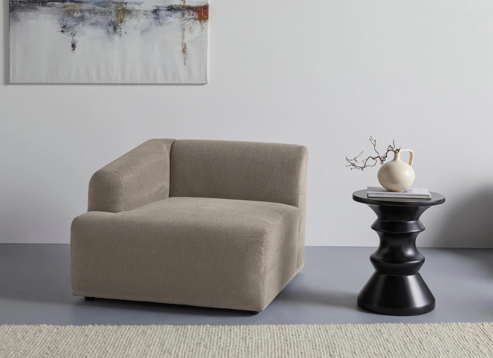 Sessel LYZA mit Armlehne links oder rechts, beige, 100% Polyester, LeGer Home by Lena Gercke