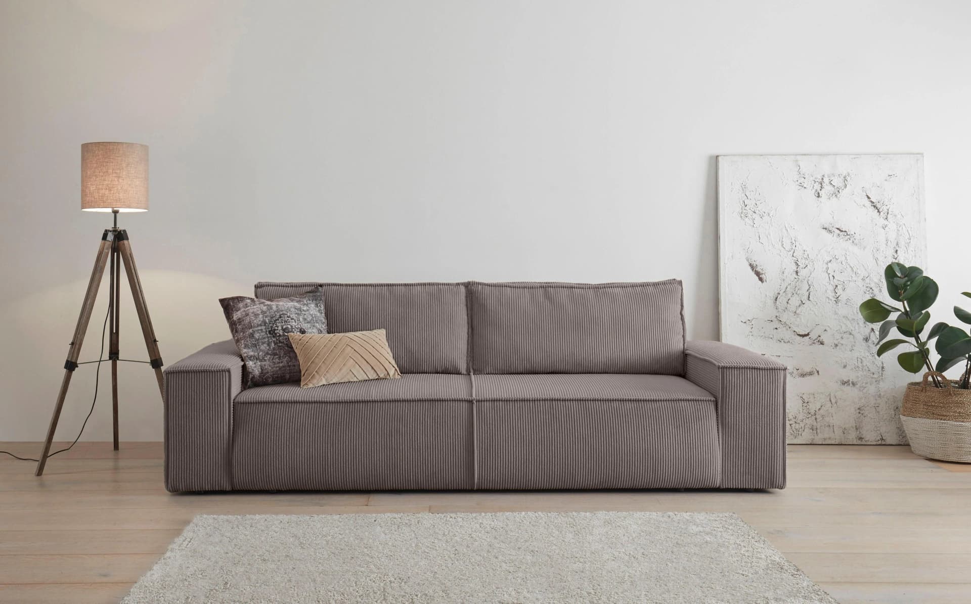 HOME AFFAIRE Schlafsofa Sherwood 3-Sitzer Taupe Cord