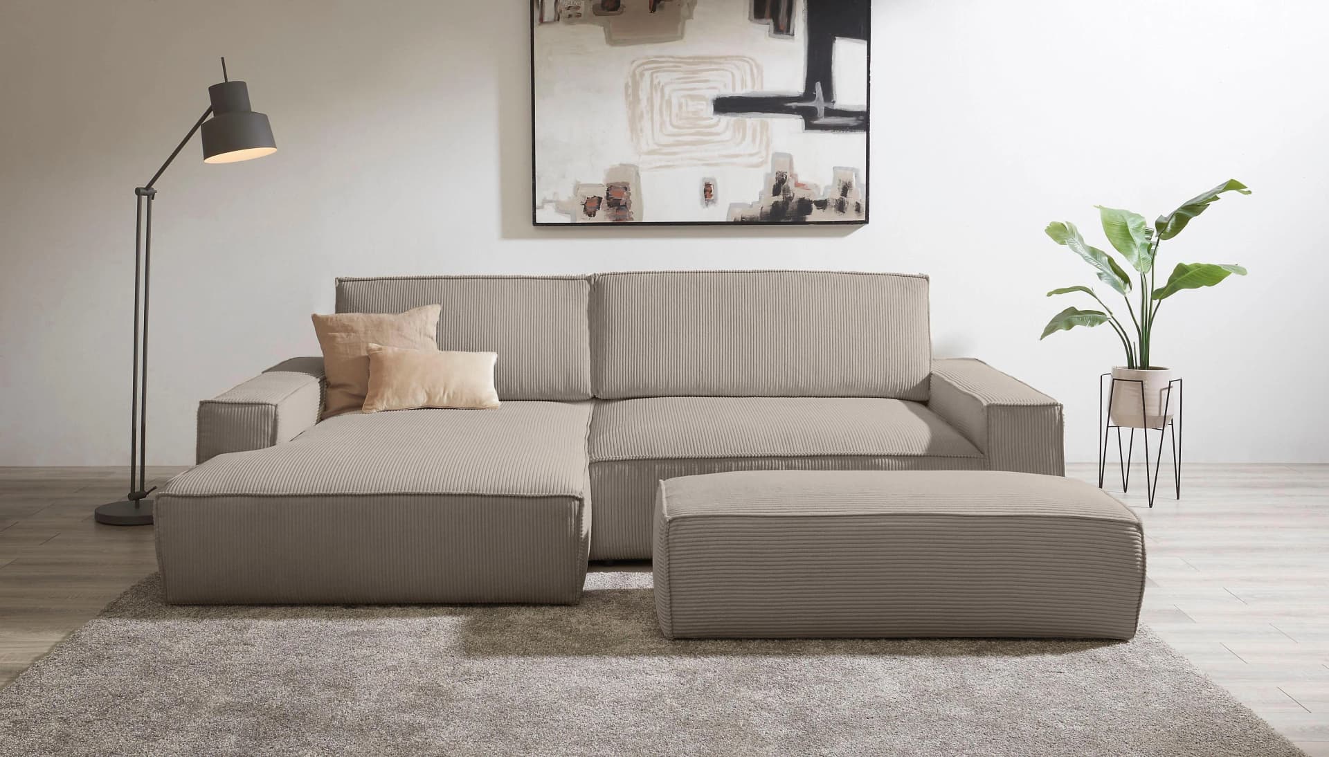 Home Affaire Polsterecke Sherwood XXL L-Form mit Schlaffunktion Greige