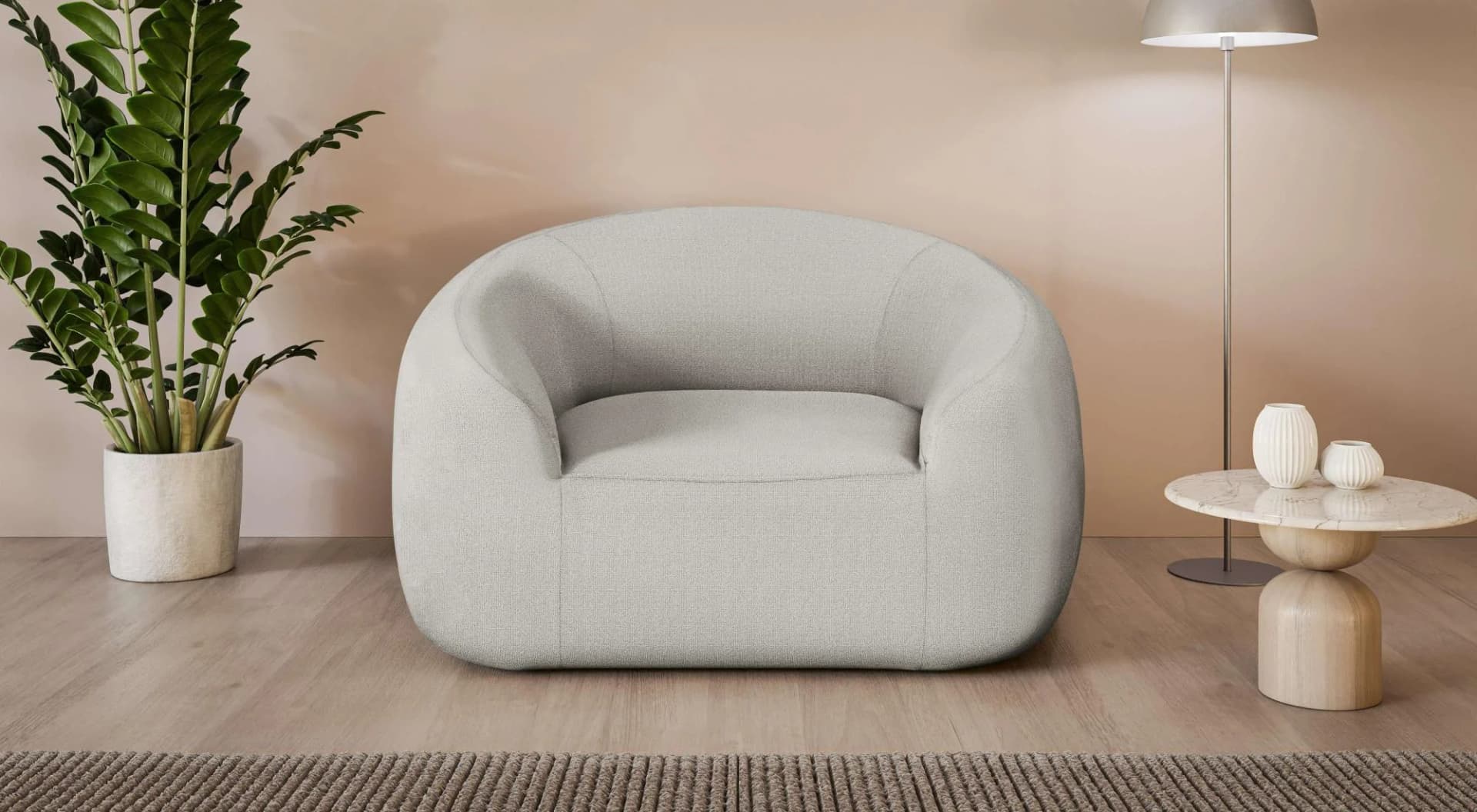 LeGer Home YANI Relaxsessel Beige Organische Form