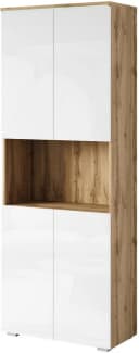 HOME AFFAIRE Aktenschrank Vera mit LED-Beleuchtung Weiß/Eiche Bild 1