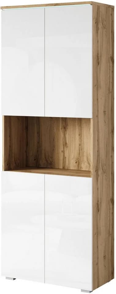 HOME AFFAIRE Aktenschrank Vera mit LED-Beleuchtung Weiß/Eiche
