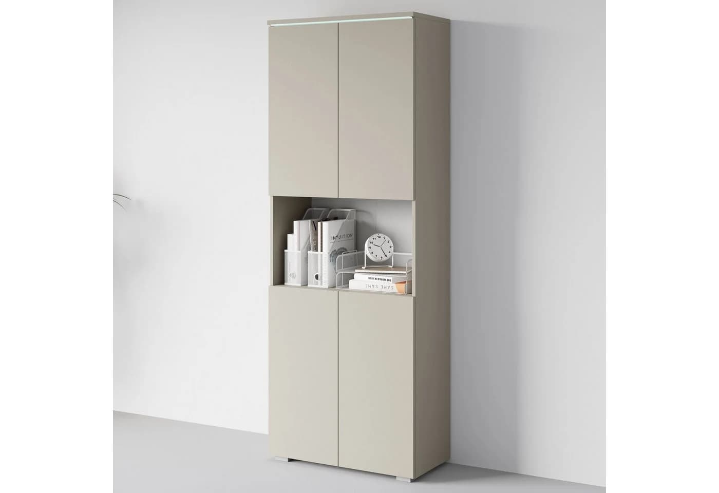 Home affaire Aktenschrank Vera mit LED-Beleuchtung Beige Holzwerkstoff - Bild 2