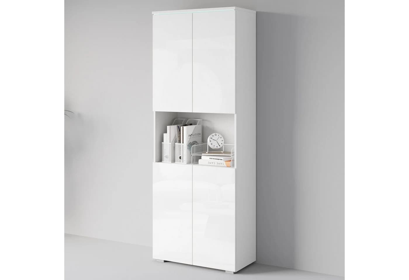 Home Affaire Aktenschrank Vera Weiß Hochglanz mit LED-Beleuchtung - Bild 2