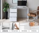 HOME AFFAIRE Vera Schreibtisch mit LED-Beleuchtung Weiß Hochglanz Bild 3
