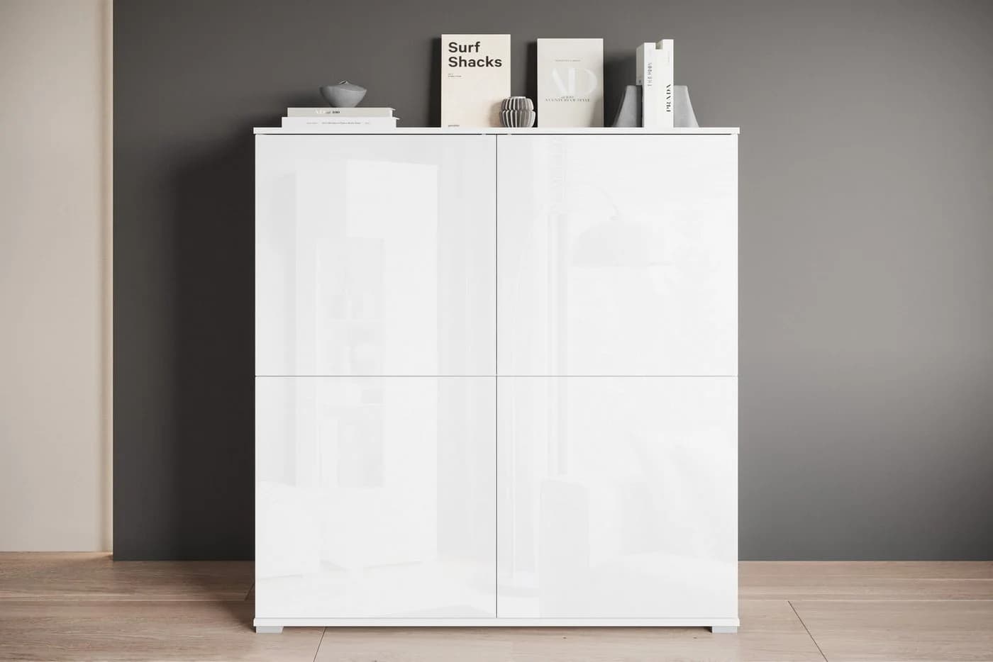OTTO HOME Kenia PC-Schrank Weiß Hochglanz mit Tastaturauszug - Bild 2