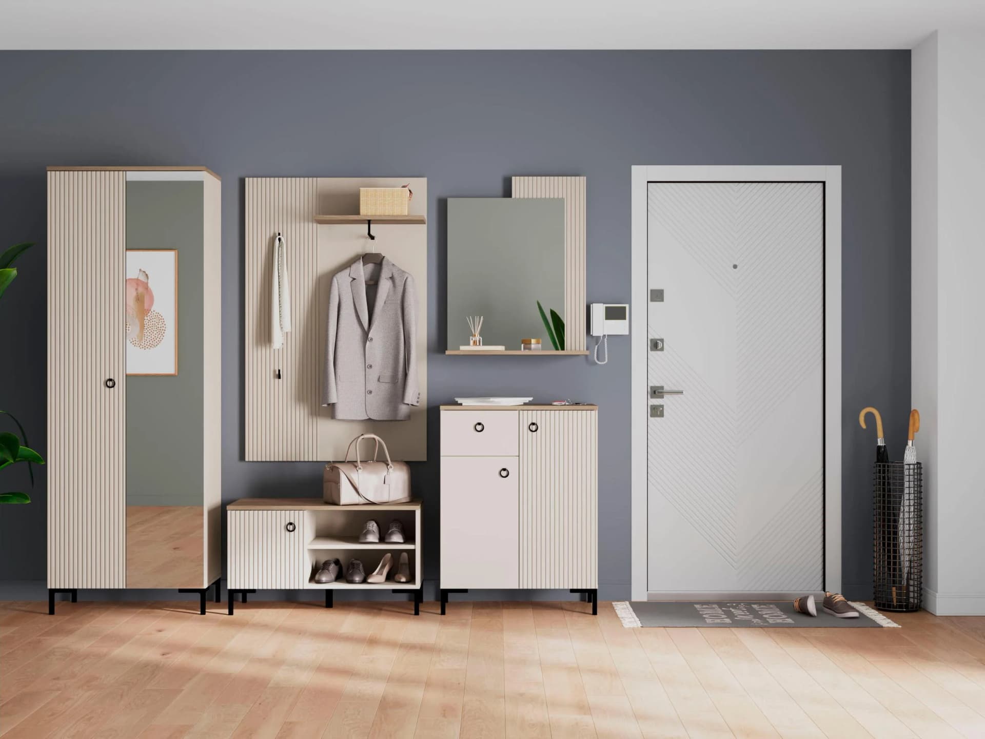 Home Affaire Garderoben-Set Luminara Beige Eiche Komplettset